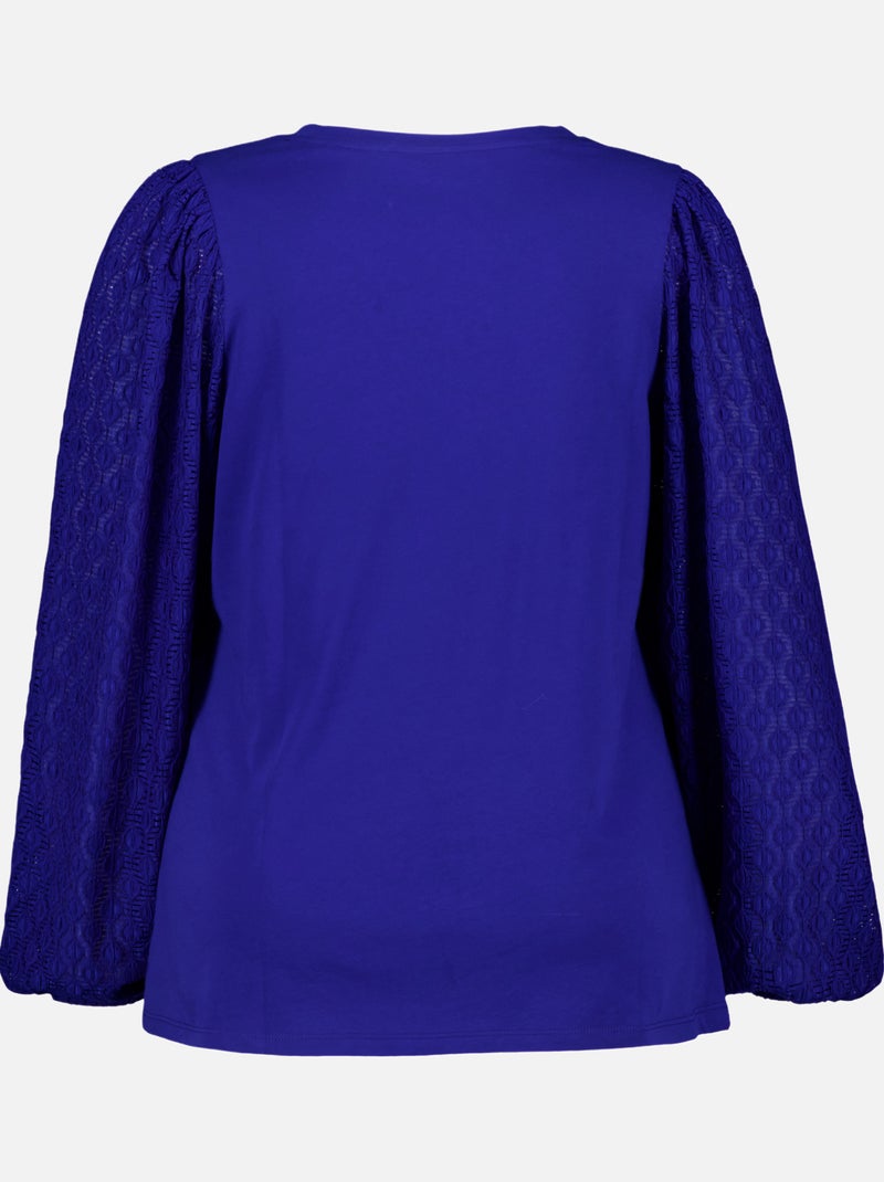 MS MODE Top Top avec manches en dentelle Bleu cobalt - Kiabi