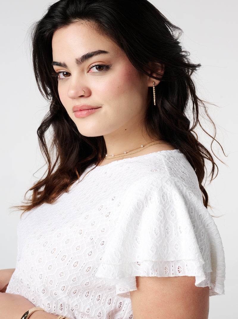 MS MODE Top Top avec motif ajouré Blanc - Kiabi
