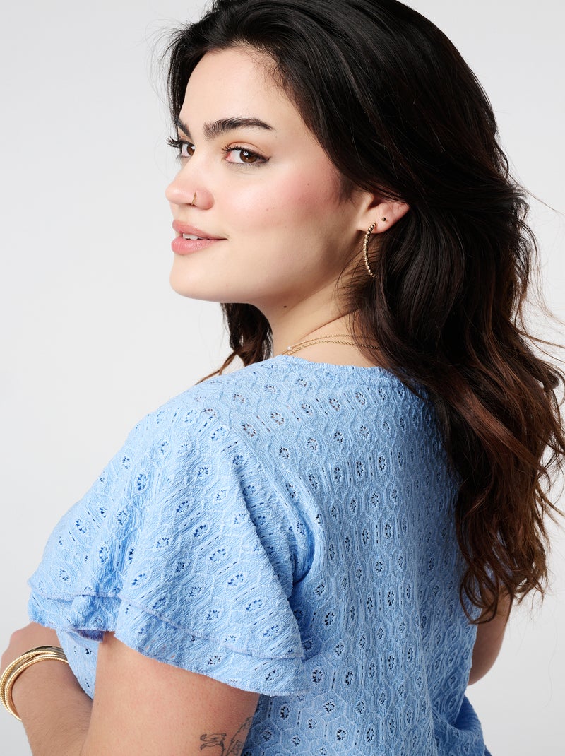 MS MODE Top Top avec motif ajouré Bleu impérial - Kiabi