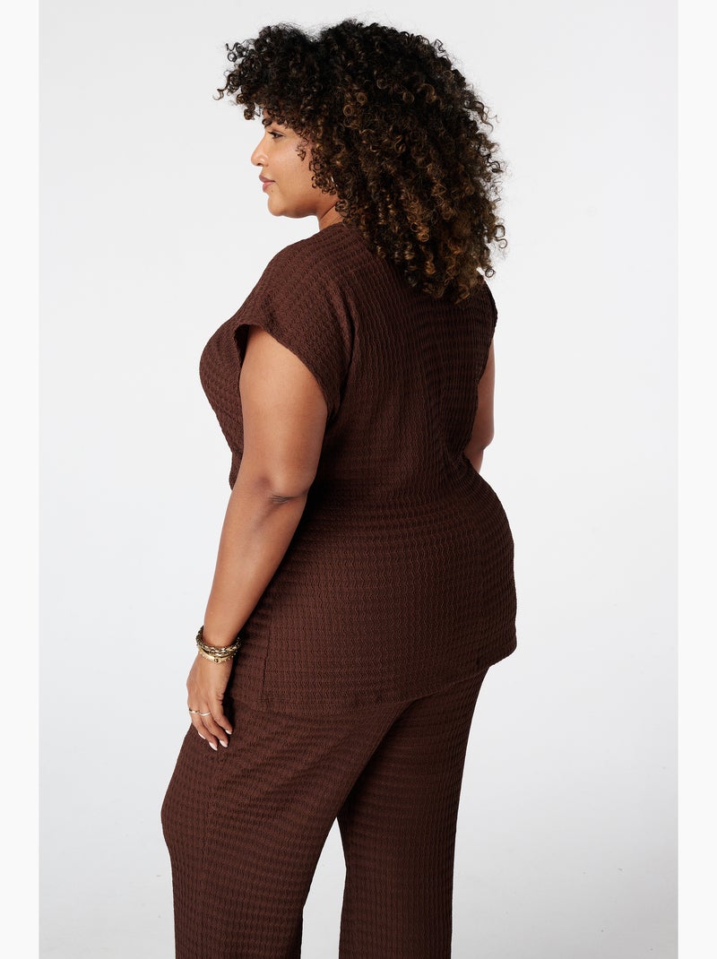 Ms Mode Top top avec plis Marron - Kiabi