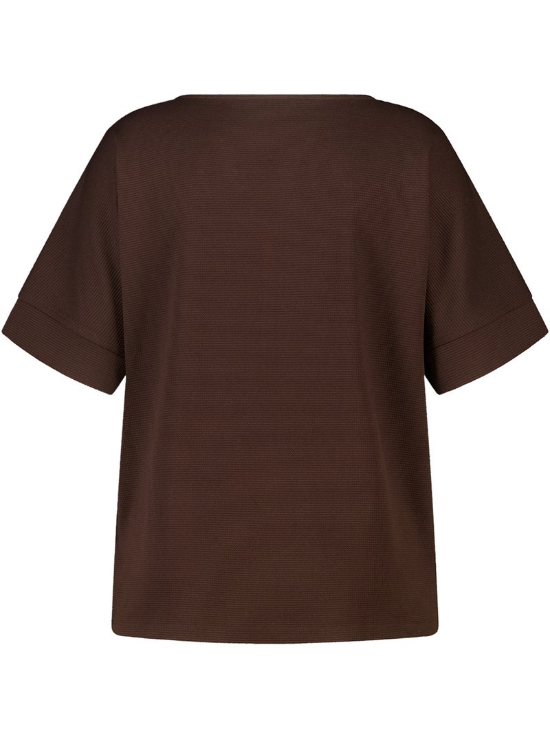 Ms Mode Top top basique à structure gaufrée Marron chocolat - Kiabi