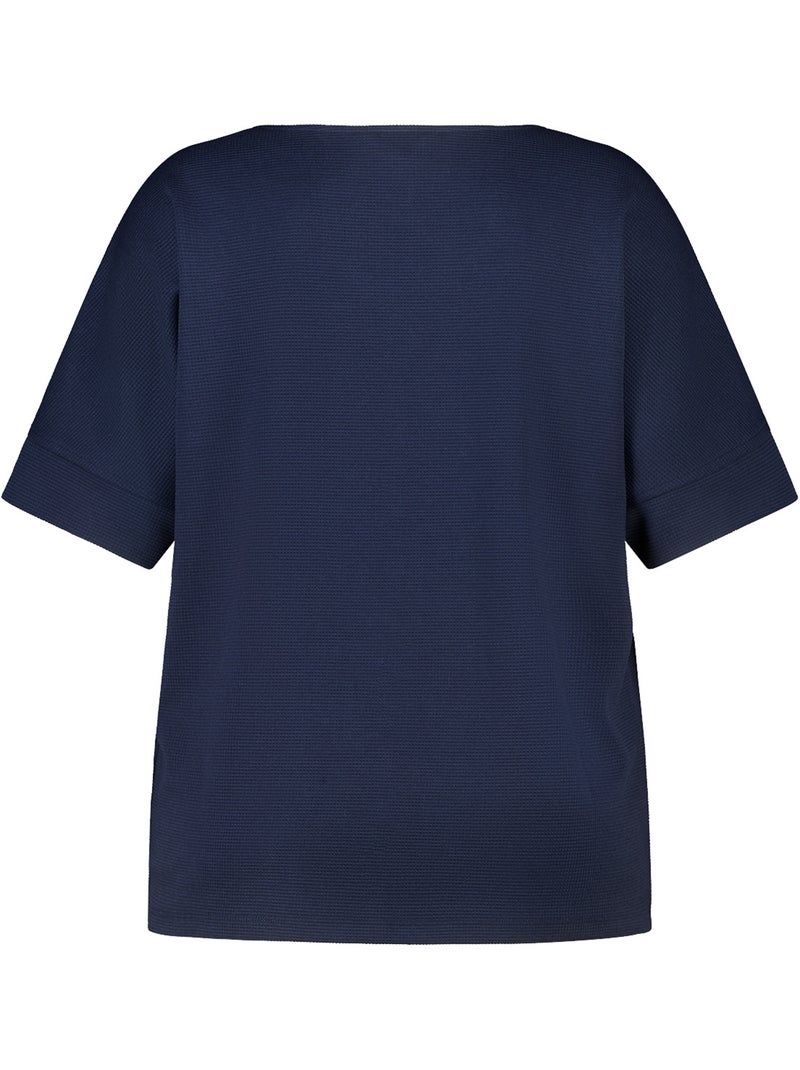 Ms Mode Top top basique à structure gaufrée Noir Bleu - Kiabi