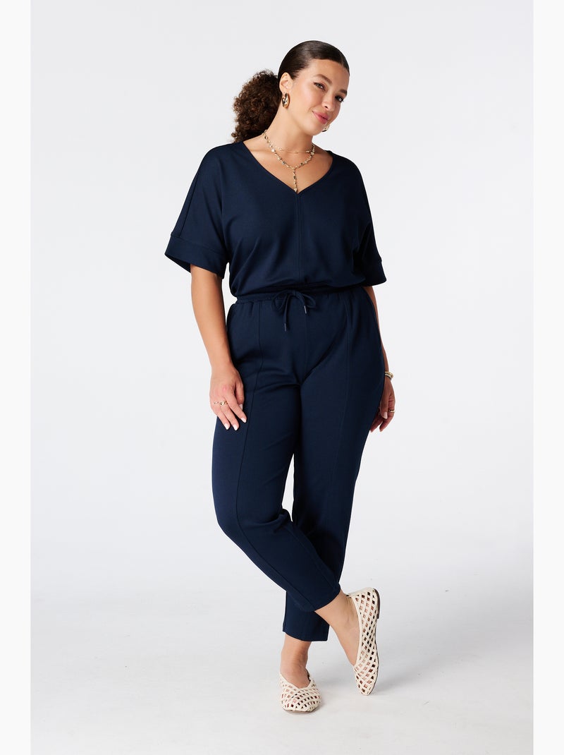 Ms Mode Top top basique à structure gaufrée Noir Bleu - Kiabi