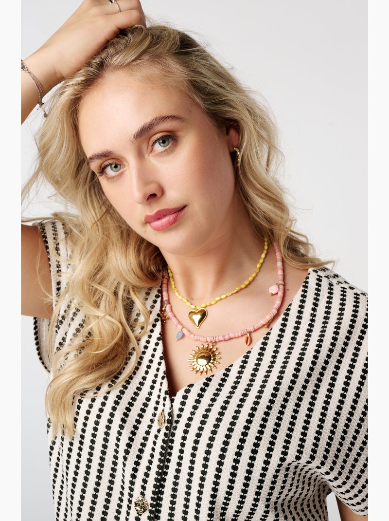 Ms Mode Top top bouclé avec imprimé Gris Noir - Kiabi