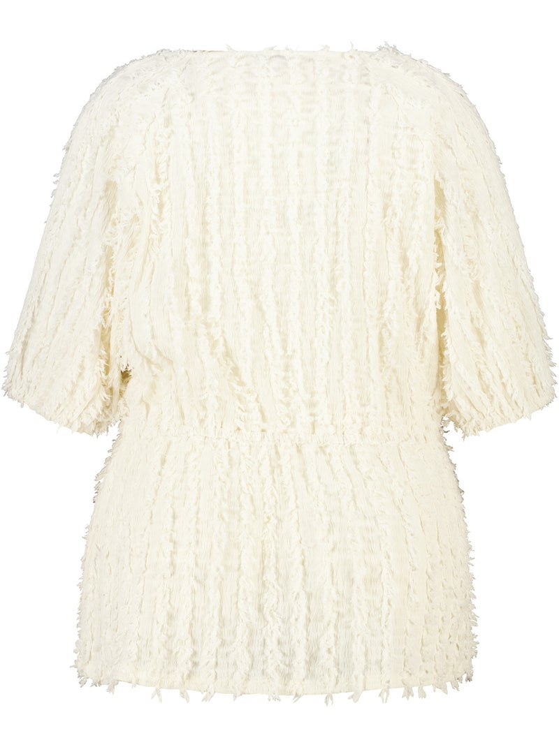 Ms Mode Top top duveteux avec cordon de serrage Crème - Kiabi