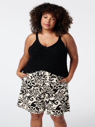MS MODE Top Top en crochet avec encolure en V