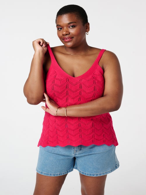 MS MODE Top Top en crochet avec encolure en V - Kiabi