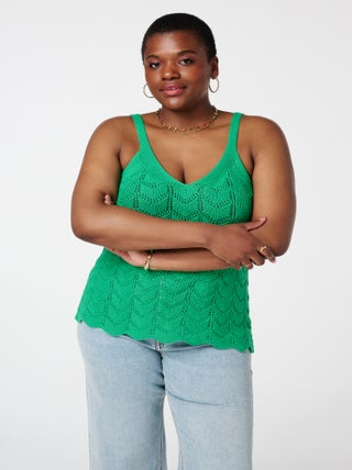 MS MODE Top Top en crochet avec encolure en V
