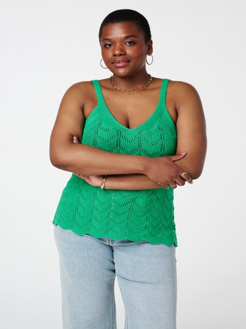 MS MODE Top Top en crochet avec encolure en V - Kiabi