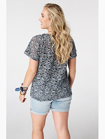 Ms Mode Top top en dentelle à imprimé floral
