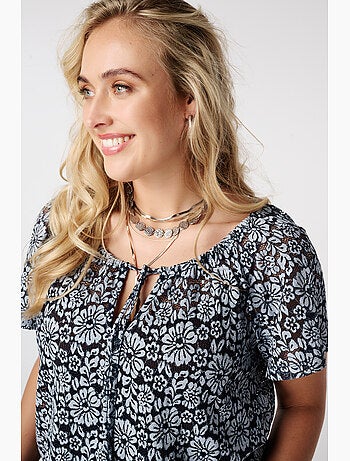 Ms Mode Top top en dentelle à imprimé floral