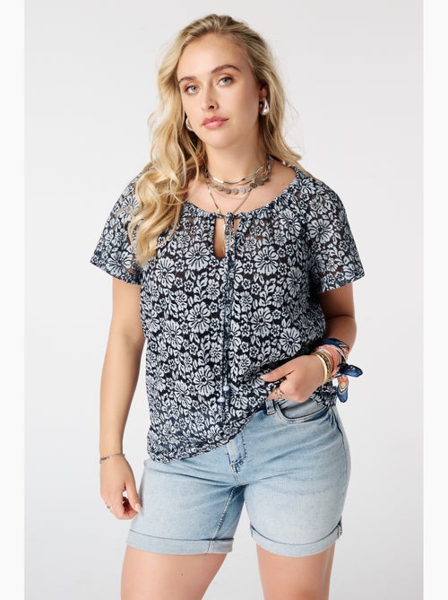 Ms Mode Top top en dentelle à imprimé floral - Kiabi Ms Mode Top top en dentelle à imprimé floral - Kiabi