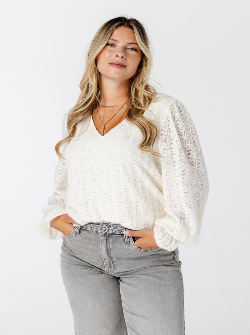 MS MODE Top Top en dentelle Blanc cassé - Kiabi