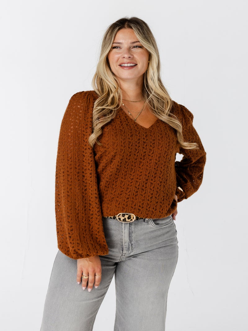 MS MODE Top Top en dentelle Cognac - Kiabi