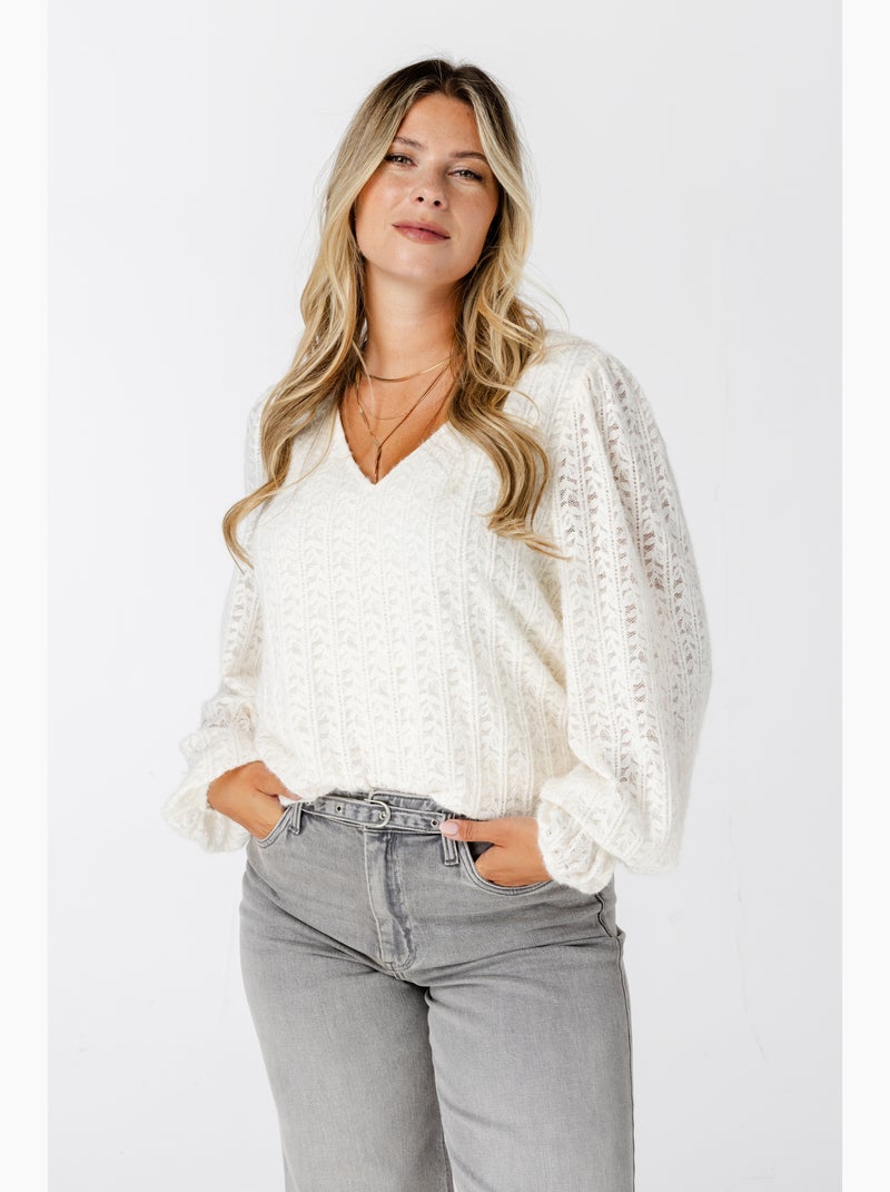 Mode Top MS MODE Top Top en dentelle - Crème - Grandes tailles - Femme - 0.00 ...