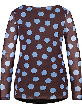 Ms Mode Top top en mesh drapée à pois