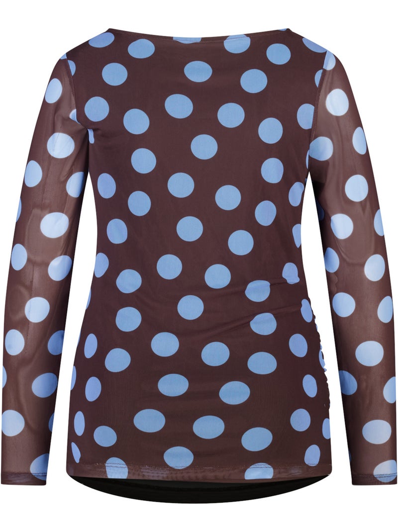 Ms Mode Top top en mesh drapée à pois Marron/Multicolore - Kiabi
