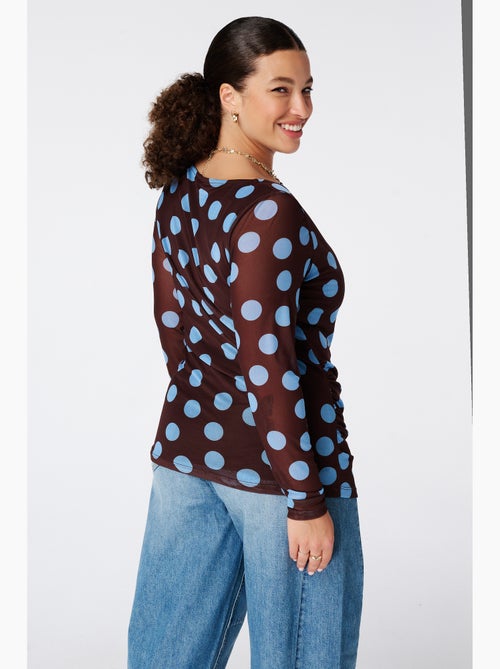 Ms Mode Top top en mesh drapée à pois - Kiabi Ms Mode Top top en mesh drapée à pois - Kiabi
