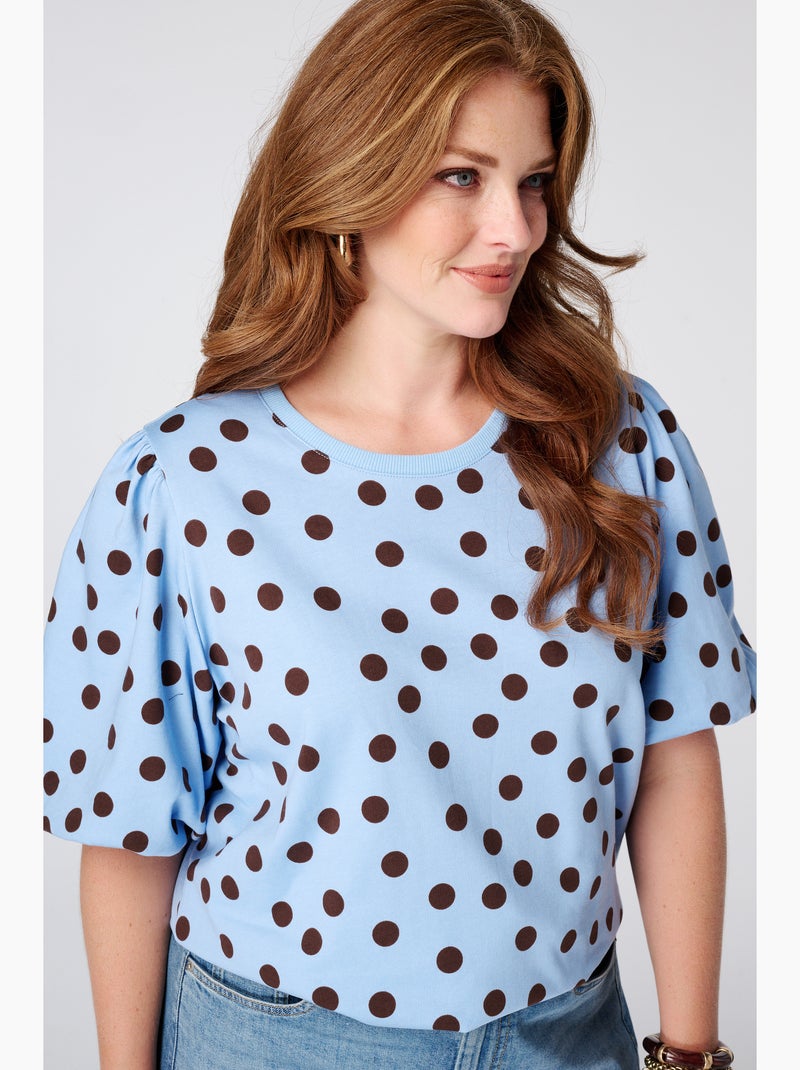 MS MODE Top Top en sweat à pois Bleu Multicolore - Kiabi
