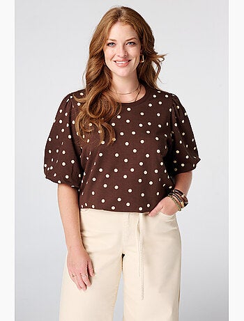 MS MODE Top Top en sweat à pois