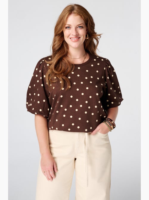 MS MODE Top Top en sweat à pois - Kiabi