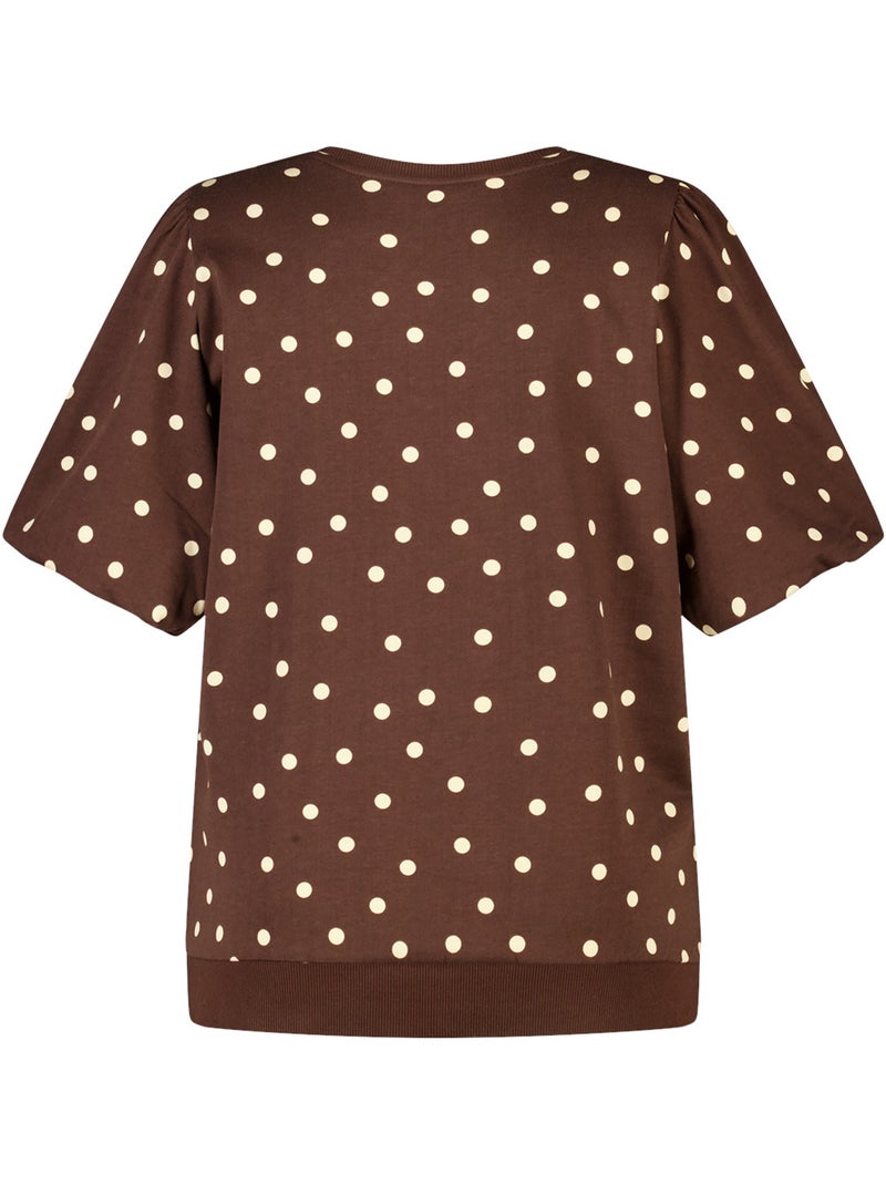 MS MODE Top Top en sweat à pois Marron/Multicolore - Kiabi