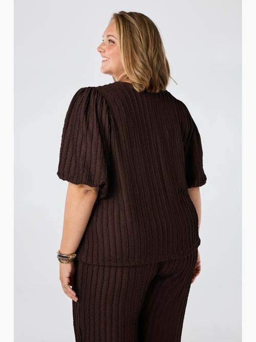Ms Mode Top top en tissu froissé à manches bouffantes - Kiabi Ms Mode Top top en tissu froissé à manches bouffantes - Kiabi