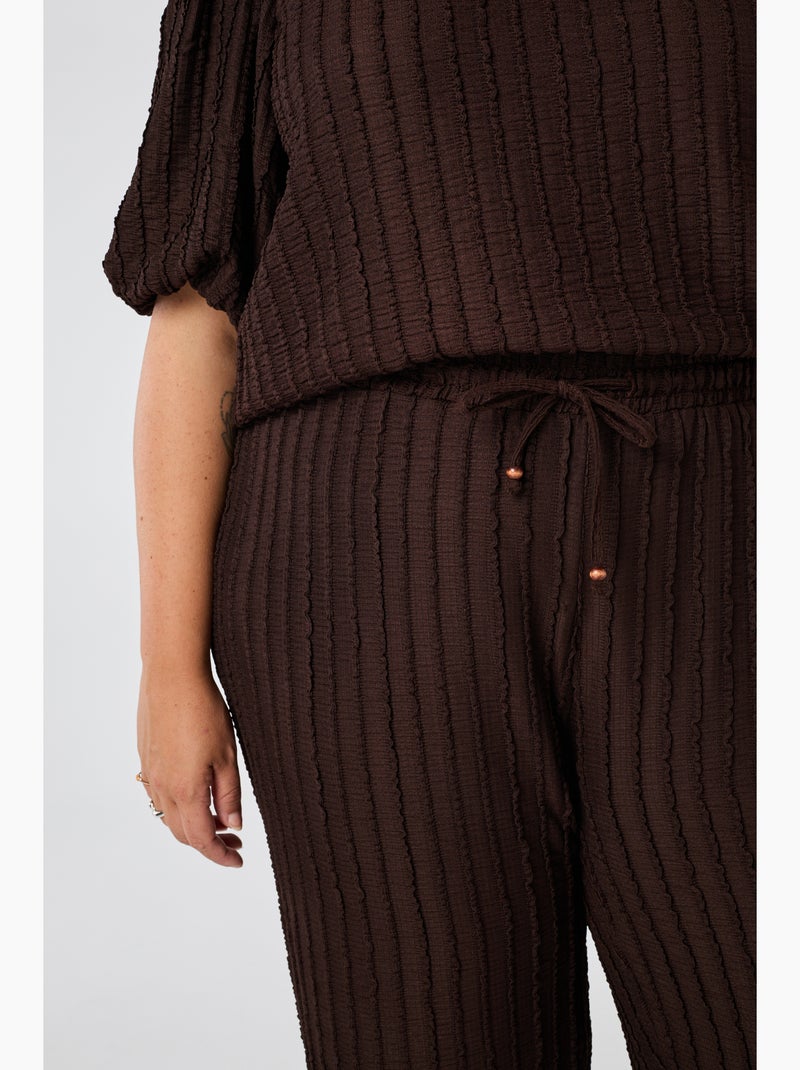 Ms Mode Top top en tissu froissé à manches bouffantes Marron chocolat - Kiabi