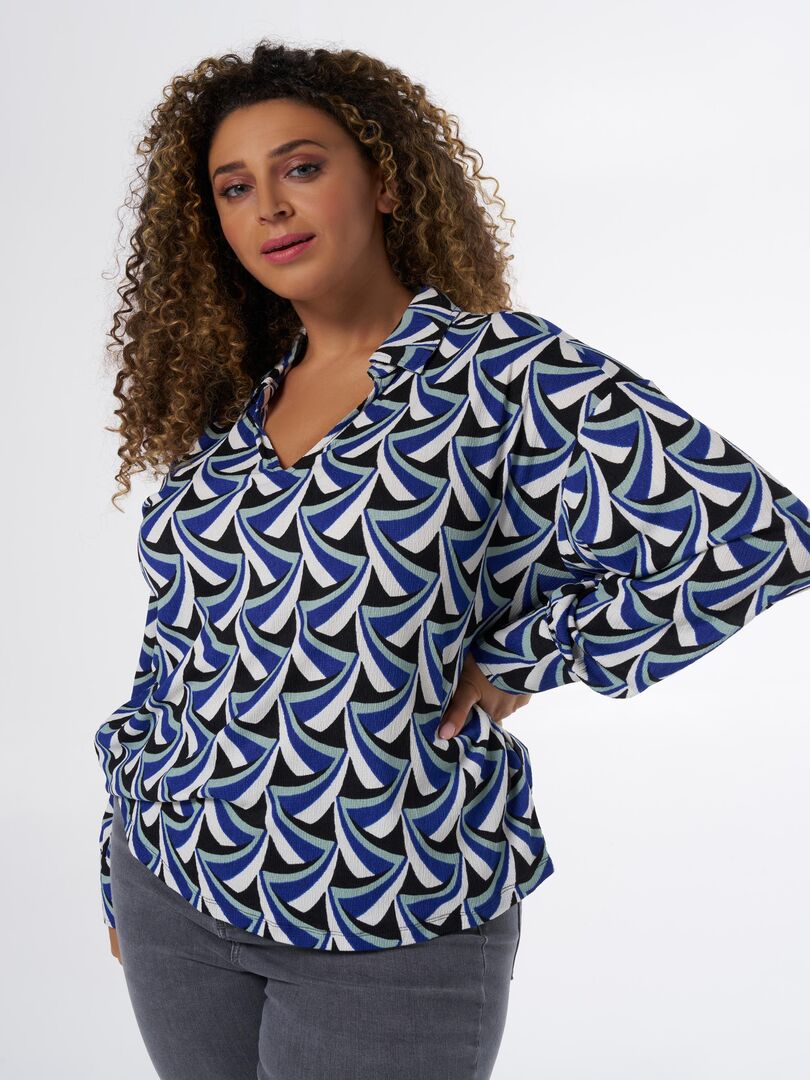 Mode Top MS MODE Top Top en tissu froissé avec imprimé - Bleu cobalt - Kiabi - nu€