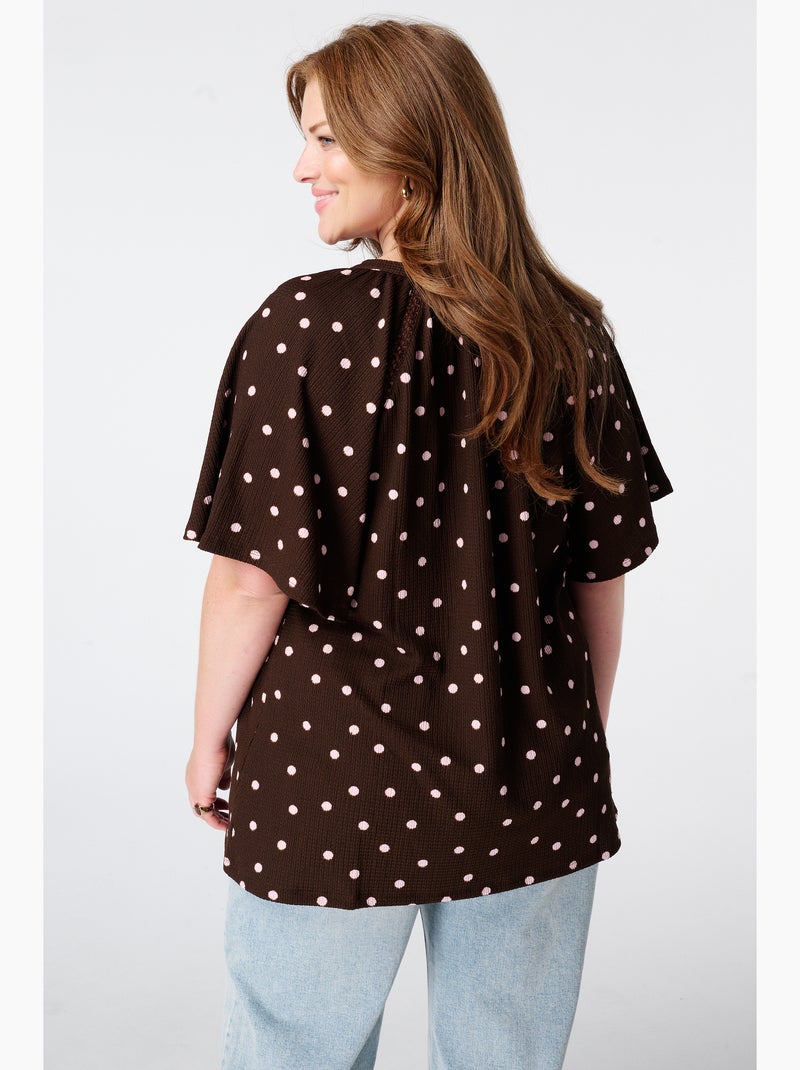 Ms Mode Top top imprimé avec col en v Marron/Multicolore - Kiabi