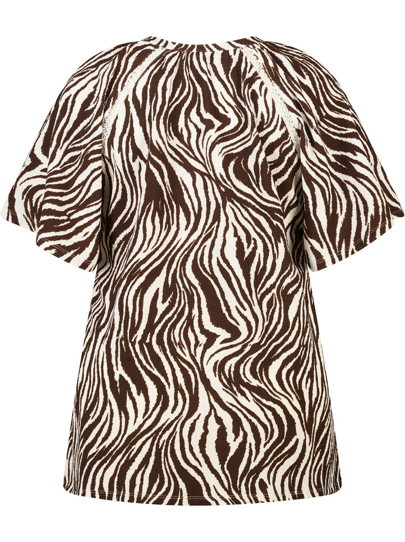 Ms Mode Top top imprimé avec col en v Nude - Kiabi