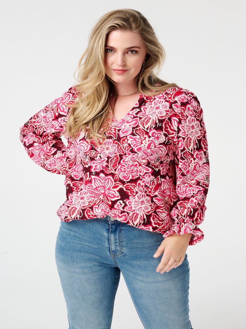 MS MODE Top Top imprimé et texturé Rose rouge - Kiabi