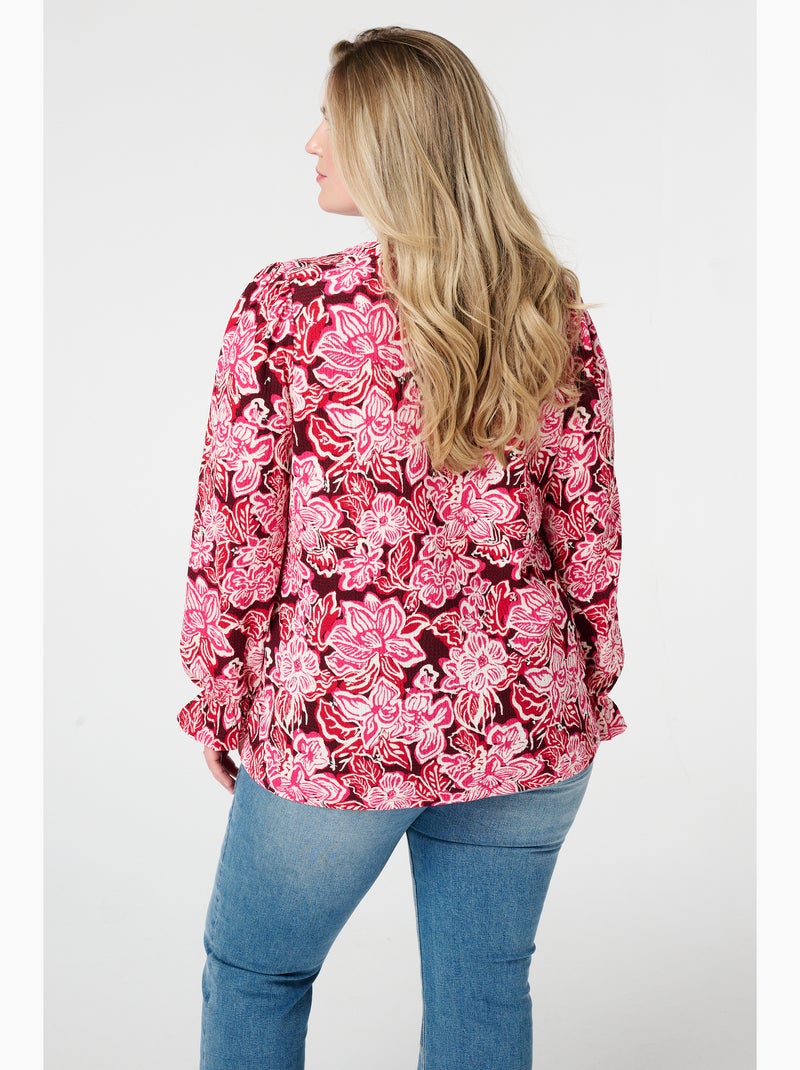 Mode Top MS MODE Top Top imprimé et texturé - Rose rouge - Grandes tailles ...