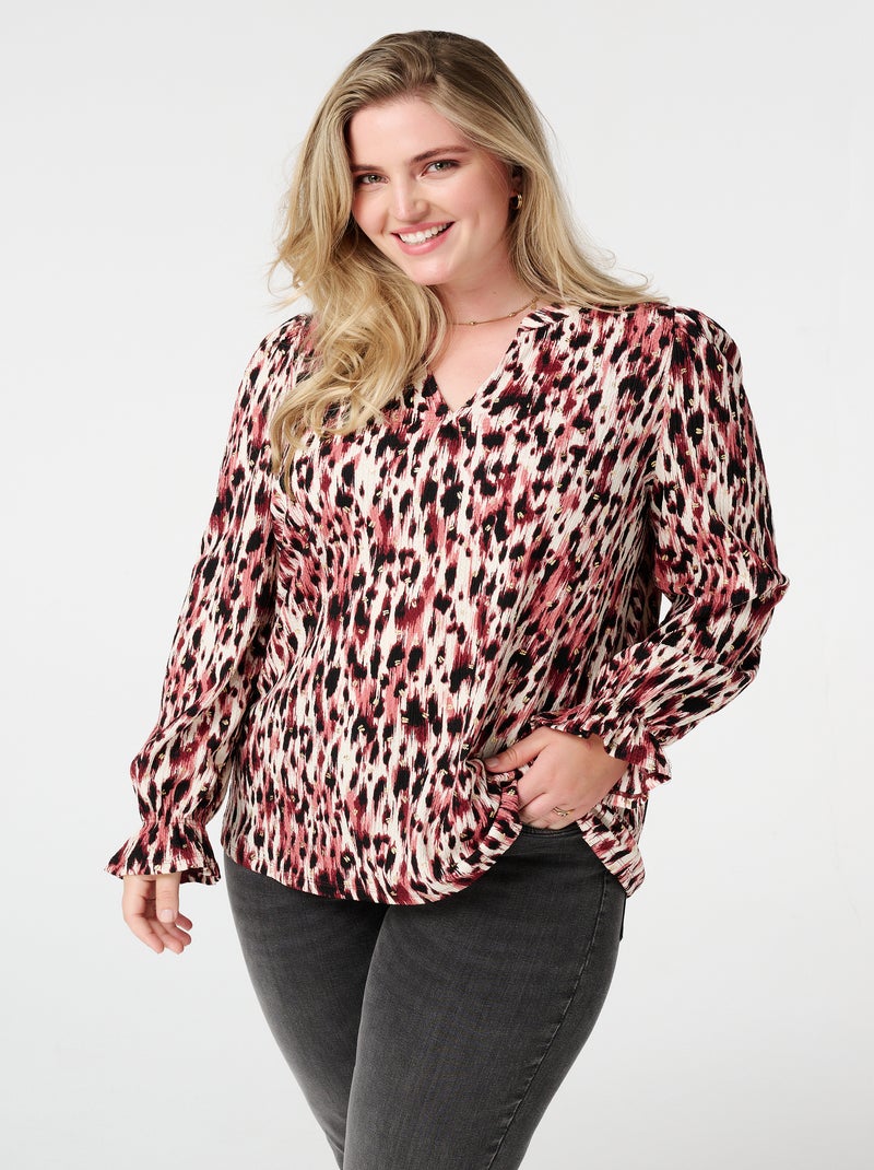 MS MODE Top Top imprimé et texturé Rouge carmin - Kiabi
