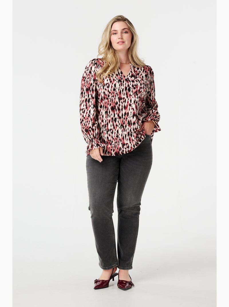 Mode Top MS MODE Top Top imprimé et texturé - Rouge carmin - Grandes tailles - 0 ...