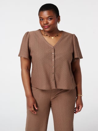 MS MODE Top Top jersey texturé