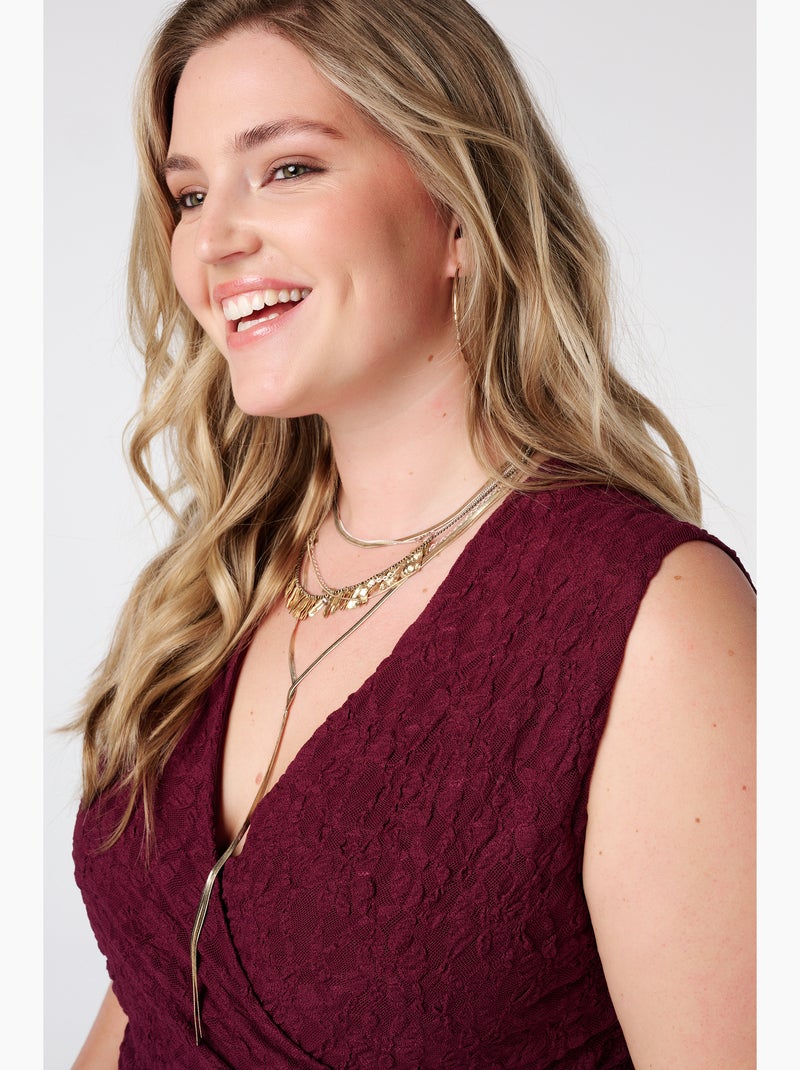 MS MODE Top Top portefeuille avec dentelle Bordeaux - Kiabi