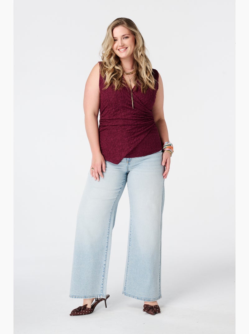 MS MODE Top Top portefeuille avec dentelle Bordeaux - Kiabi