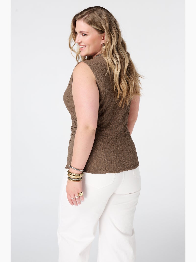 MS MODE Top Top portefeuille avec dentelle Taupe - Kiabi