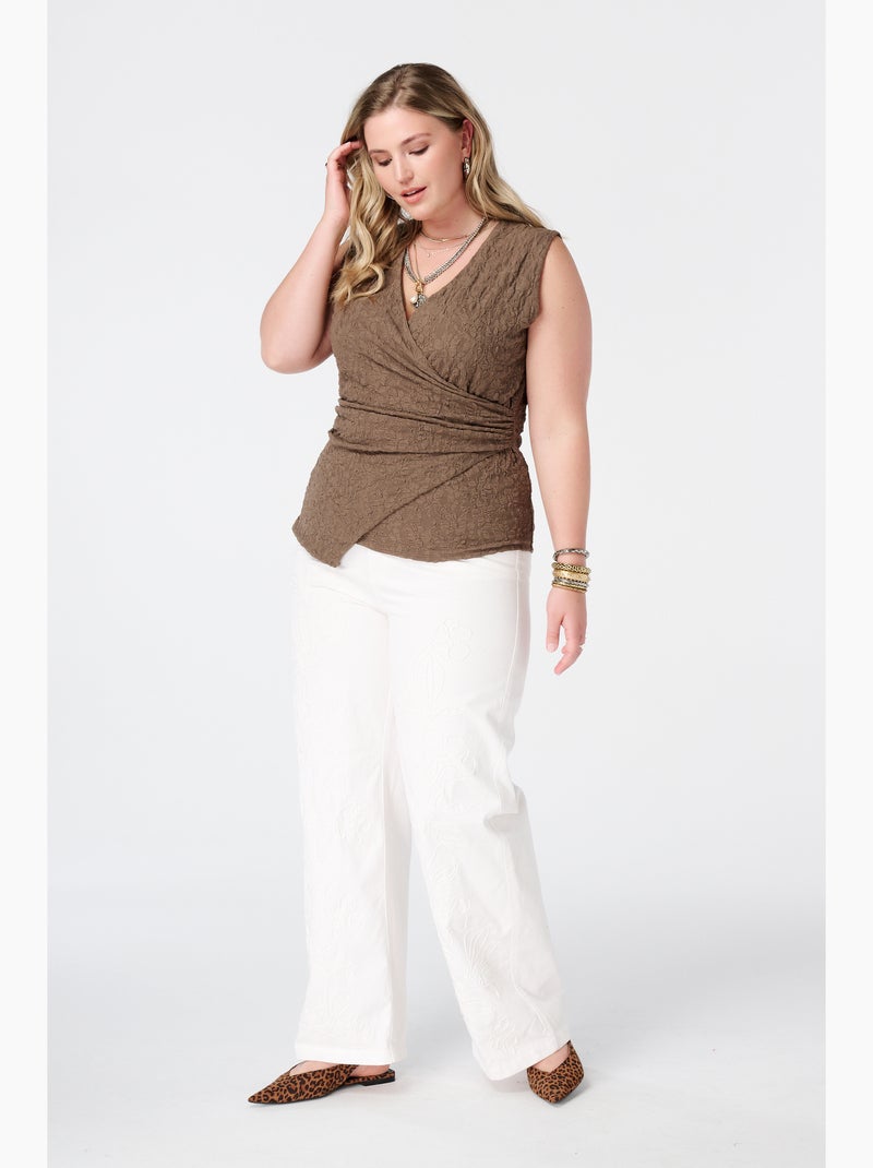 MS MODE Top Top portefeuille avec dentelle Taupe - Kiabi