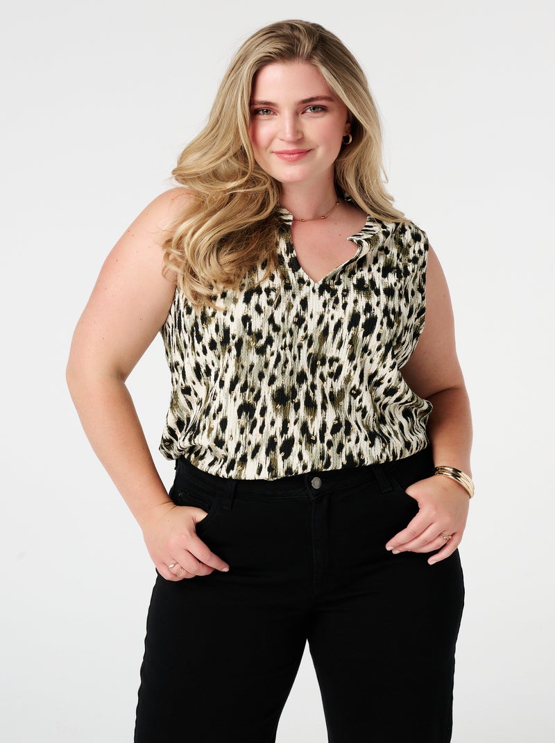 MS MODE Top Top sans manches imprimé Miel - Kiabi