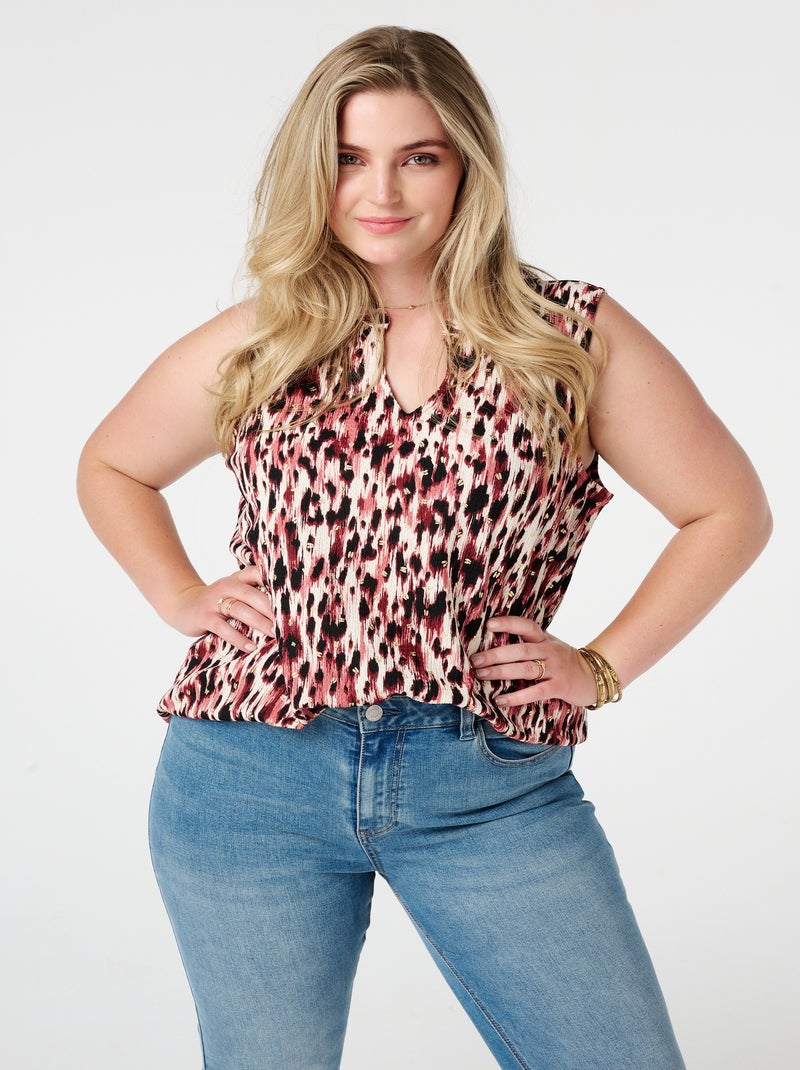 MS MODE Top Top sans manches imprimé Rouge carmin - Kiabi