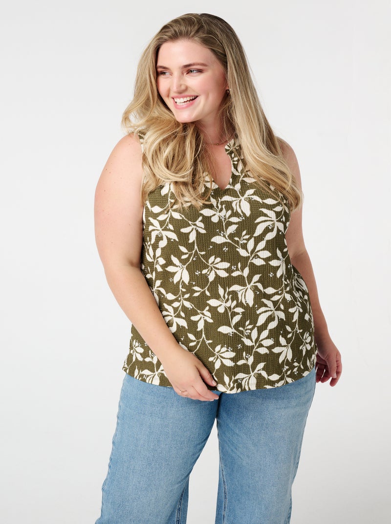 MS MODE Top Top sans manches imprimé Vert jade - Kiabi