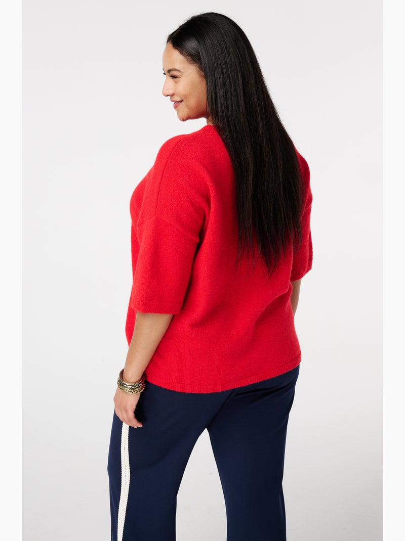 MS MODE Top Top tricoté à manches courtes Rouge - Kiabi