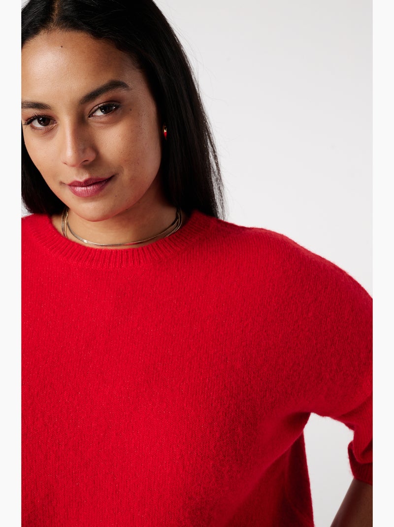 MS MODE Top Top tricoté à manches courtes Rouge - Kiabi