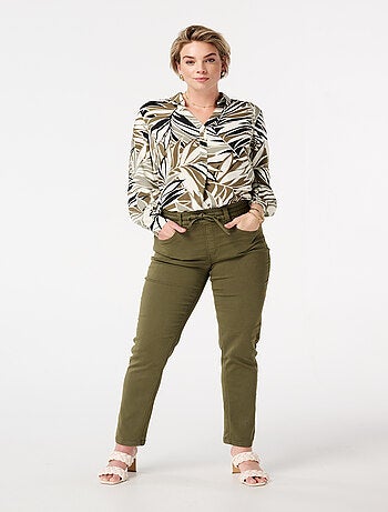 MS MODE Tregging Jean droit avec taille élastique