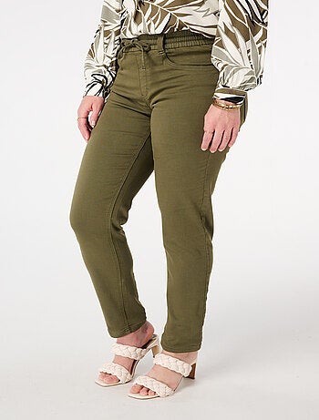 MS MODE Tregging Jean droit avec taille élastique