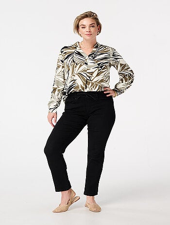 MS MODE Tregging Jean droit avec taille élastique