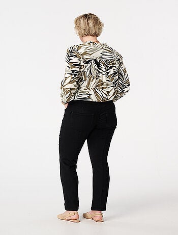 MS MODE Tregging Jean droit avec taille élastique