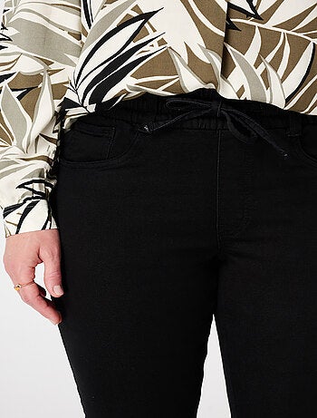 MS MODE Tregging Jean droit avec taille élastique